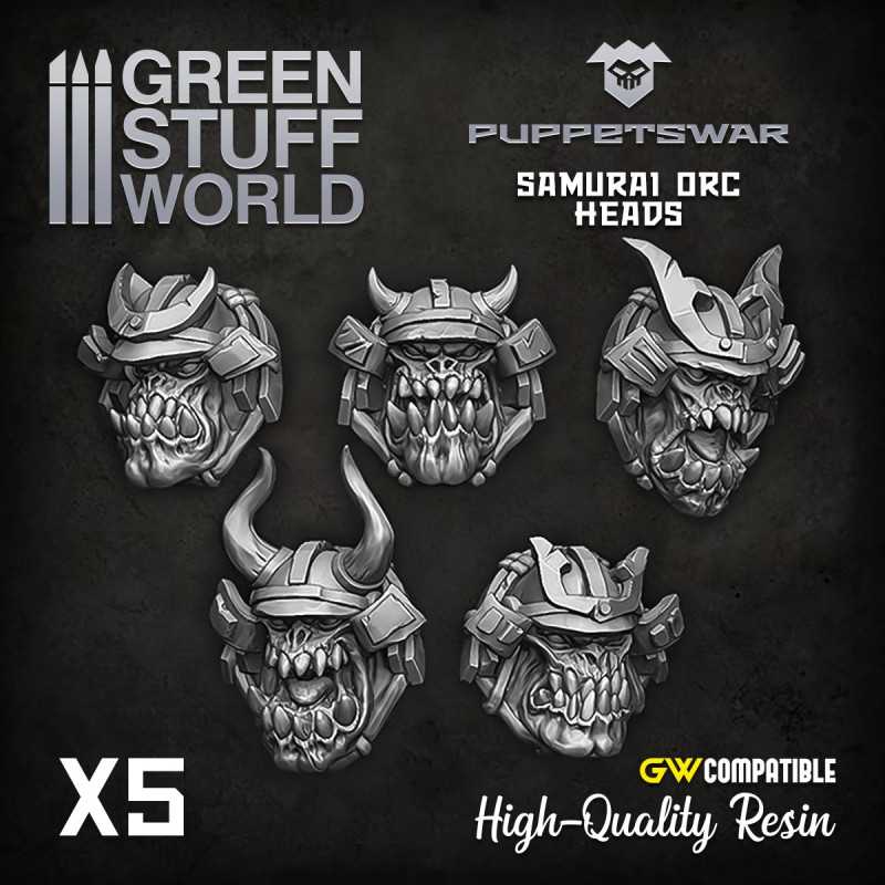 Load image into Gallery viewer, Green Stuff World for Models &amp; Miniatures Samurai Orc Heads S393
