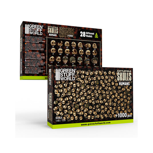 Green Stuff World 1000x Battlefield Resin Skulls 1:48 - 1:35 Wargaming and Modeling - Cobbco