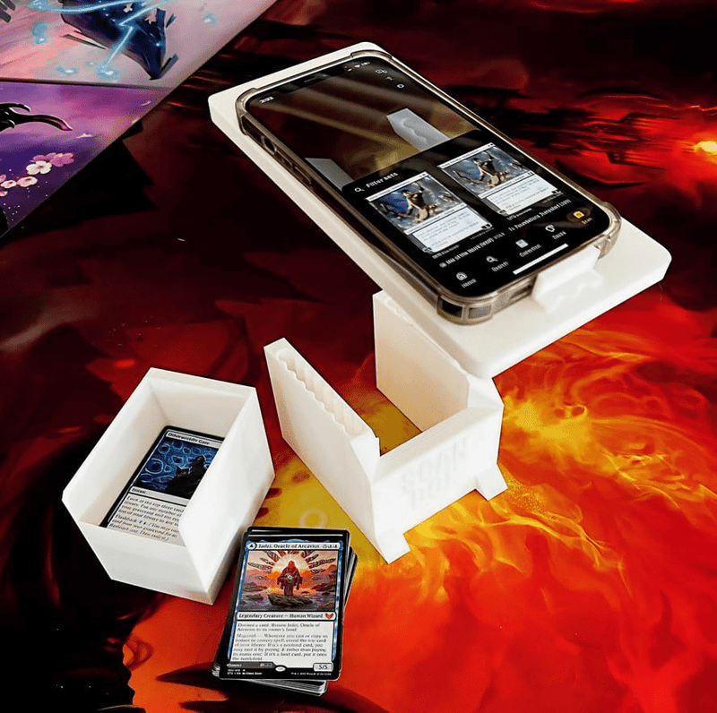 Load image into Gallery viewer, Scan Box V2 – Universal Stand for Trading Card Scan Apps with Phone Mount &amp; Slide - Out Card Bin | Compatible with TCGplayer, Manabox &amp; More | Made in USA | Holds 170+ Cards | Rugged &amp; Easy to Use - Cobbco
