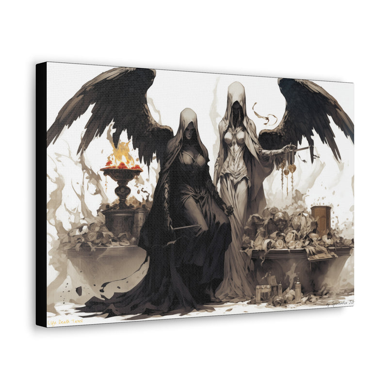 Load image into Gallery viewer, Canvas Gallery Wraps - Female Angel and Reaper, Life Death and Taxes,  Nerdy Gift Idea
