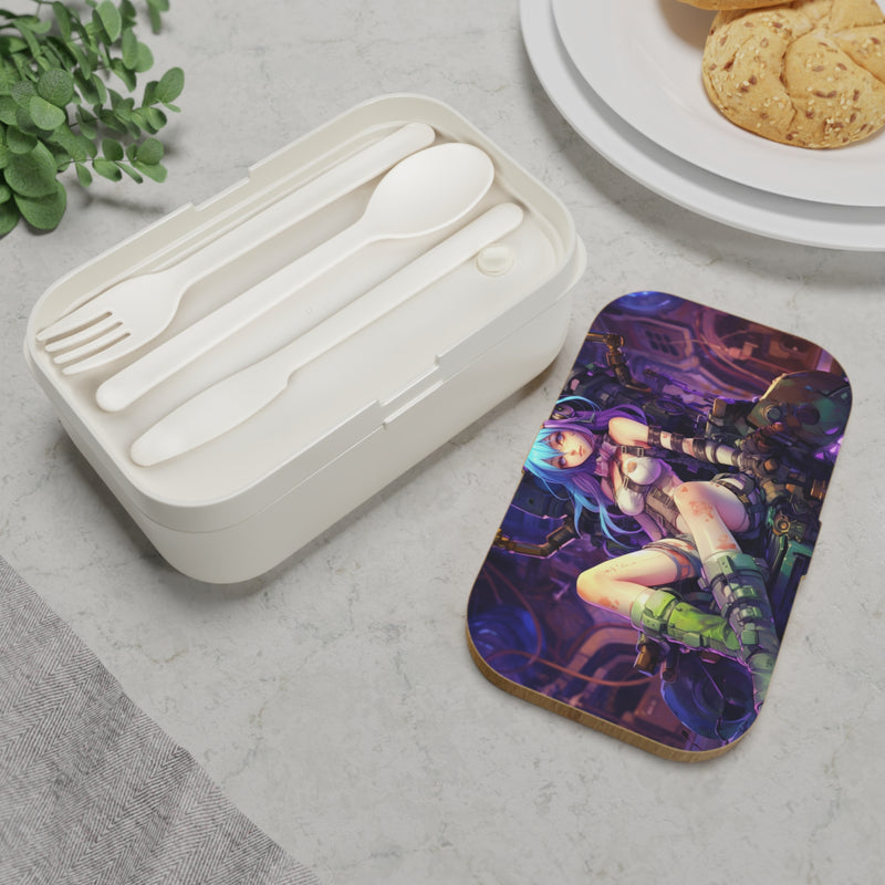 Load image into Gallery viewer, Design Series Sci-Fi RPG - Anime Girl Punk Fixer #1 Bento Lunch Box , Waifu and Weebs, Nerdy Gift Idea
