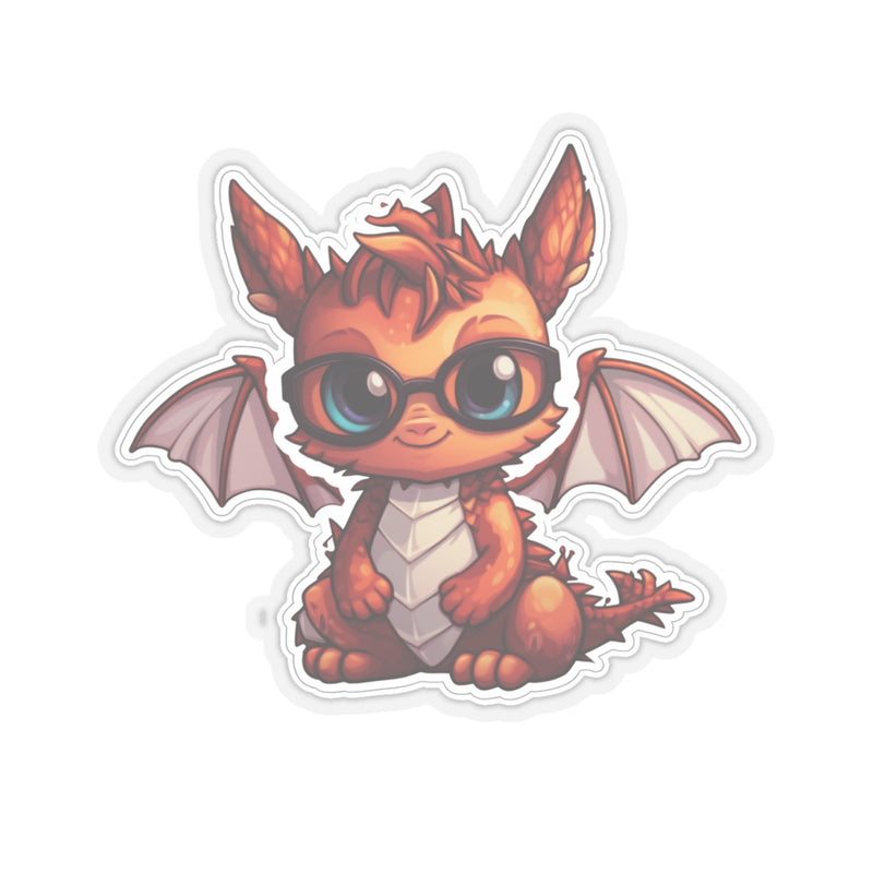 Load image into Gallery viewer, Nerdy Sticker Cute Chibi Red Dragon with Glasses,
