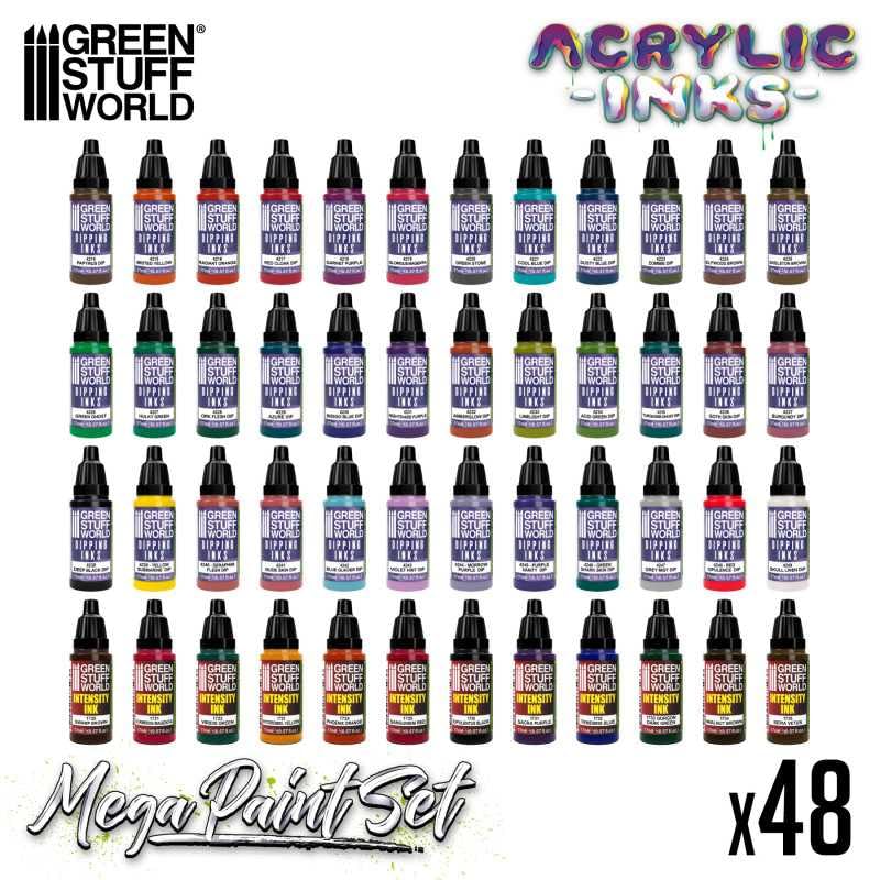 Load image into Gallery viewer, Green Stuff World Acrylic Dipping Ink and Contrast Mega Paint Set - 12263
