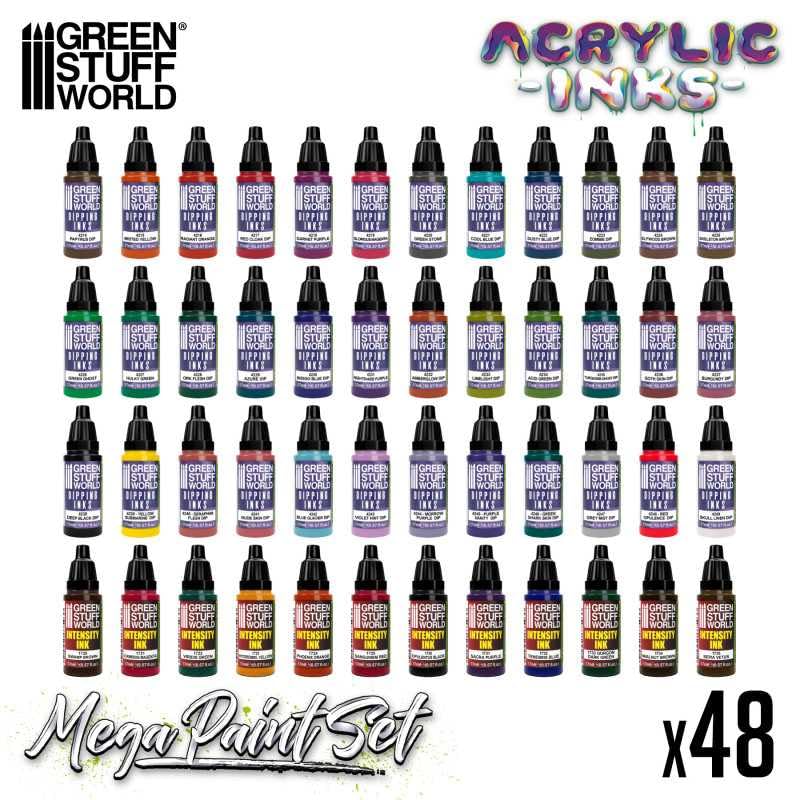 Load image into Gallery viewer, Green Stuff World Acrylic Dipping Ink and Contrast Mega Paint Set - 12263 - Cobbco
