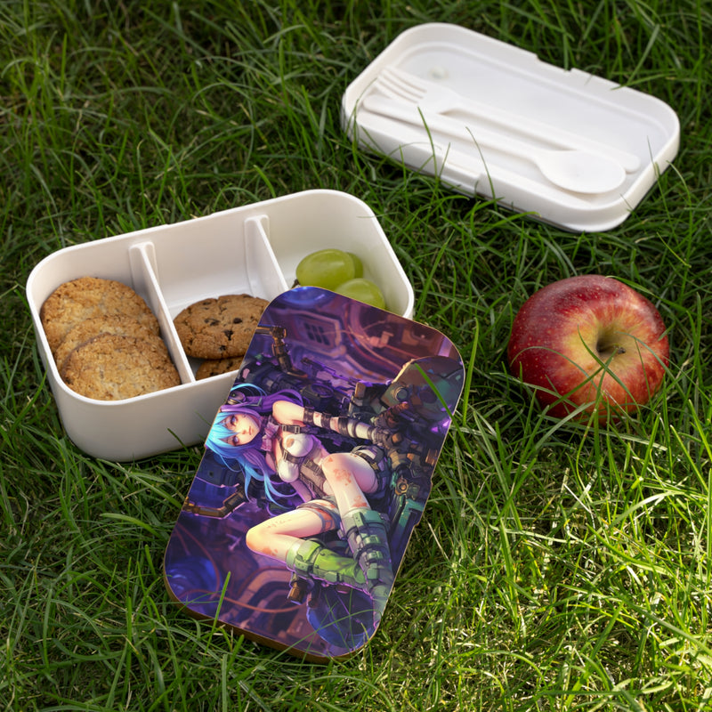 Load image into Gallery viewer, Design Series Sci-Fi RPG - Anime Girl Punk Fixer #1 Bento Lunch Box , Waifu and Weebs, Nerdy Gift Idea
