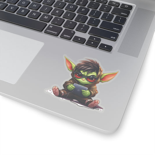 Nerdy Sticker Cute Chibi Gamer Goblin with Glasses
