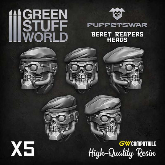 Green Stuff World for Models & Miniatures Beret Reapers Heads S326 - Cobbco