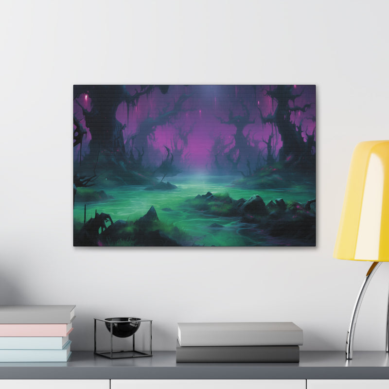 Load image into Gallery viewer, Canvas Gallery Wraps - MTG Swamp Landscape, Black Mana, Nerdy Gift Idea
