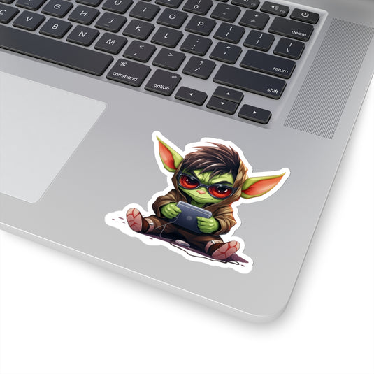 Nerdy Sticker Cute Chibi Gamer Goblin with Glasses