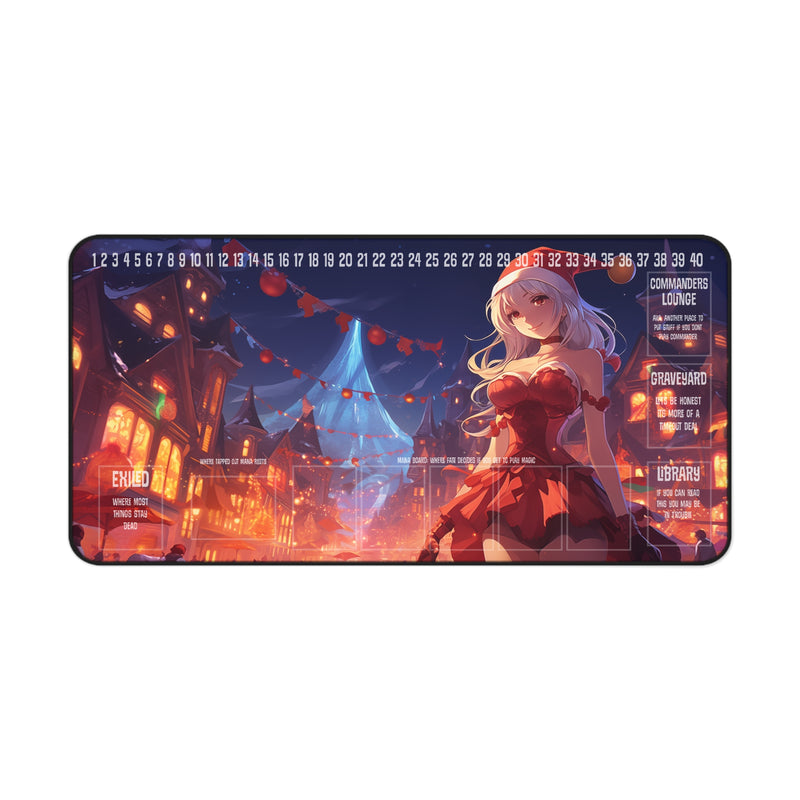 Load image into Gallery viewer, Ultra Edition MTG Playmat 31" x 15.5" Anime Female Santa - Weeb Holiday - Fantasy RPG
