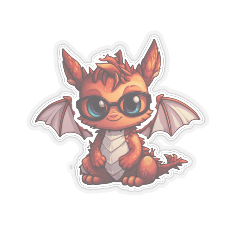 Load image into Gallery viewer, Nerdy Sticker Cute Chibi Red Dragon with Glasses,
