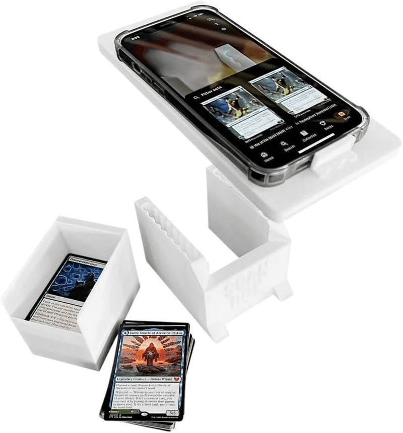 Load image into Gallery viewer, Scan Box V2 – Universal Stand for Trading Card Scan Apps with Phone Mount &amp; Slide - Out Card Bin | Compatible with TCGplayer, Manabox &amp; More | Made in USA | Holds 170+ Cards | Rugged &amp; Easy to Use - Cobbco
