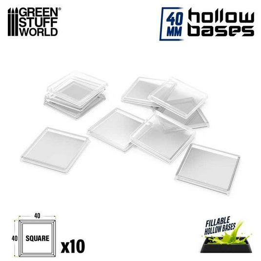 Green Stuff World 40mm Square Plastic Base Hollow - Clear 11462