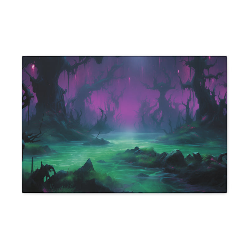 Load image into Gallery viewer, Canvas Gallery Wraps - MTG Swamp Landscape, Black Mana, Nerdy Gift Idea
