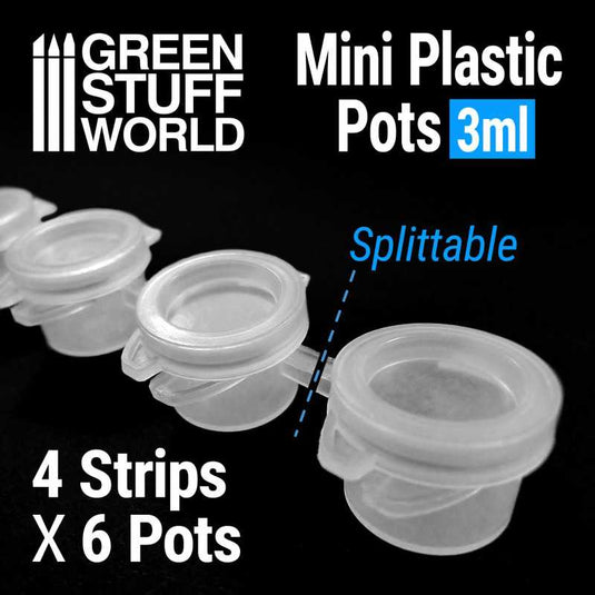 Green Stuff World for Models & Miniatures Mini Plastic Pots 3ml 10323