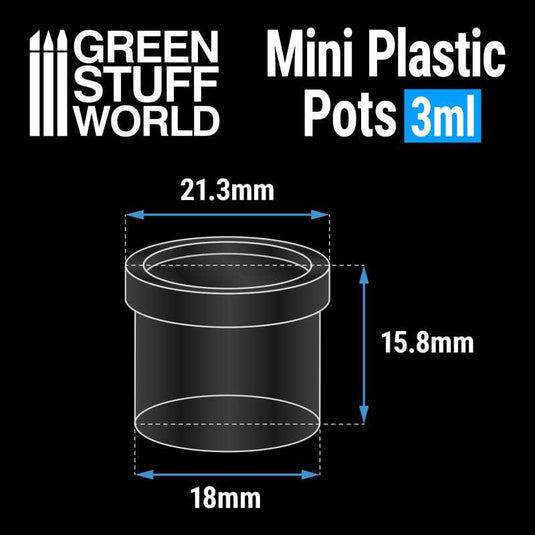 Green Stuff World for Models & Miniatures Mini Plastic Pots 3ml 10323