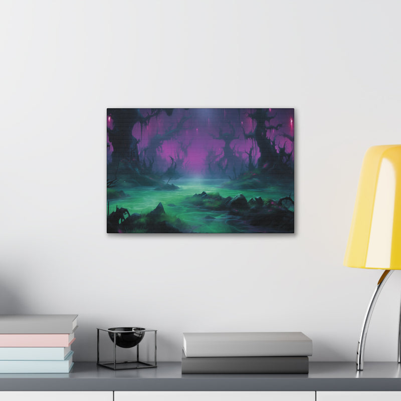 Load image into Gallery viewer, Canvas Gallery Wraps - MTG Swamp Landscape, Black Mana, Nerdy Gift Idea
