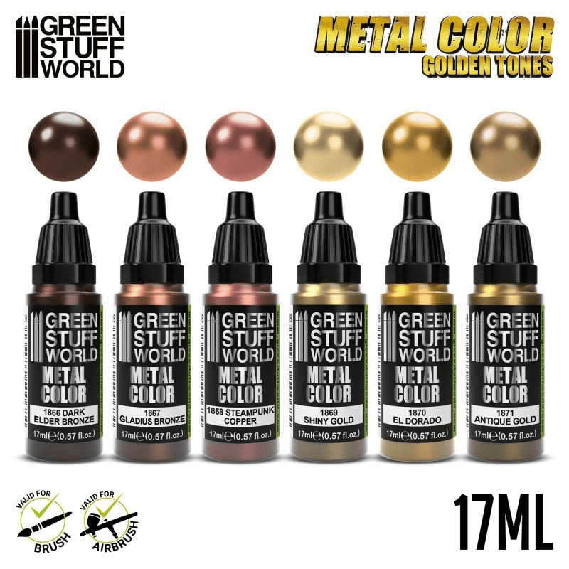 Load image into Gallery viewer, Green Stuff World Water Based Acrylic Paint Metal Color Set - Gold 9911 - Cobbco
