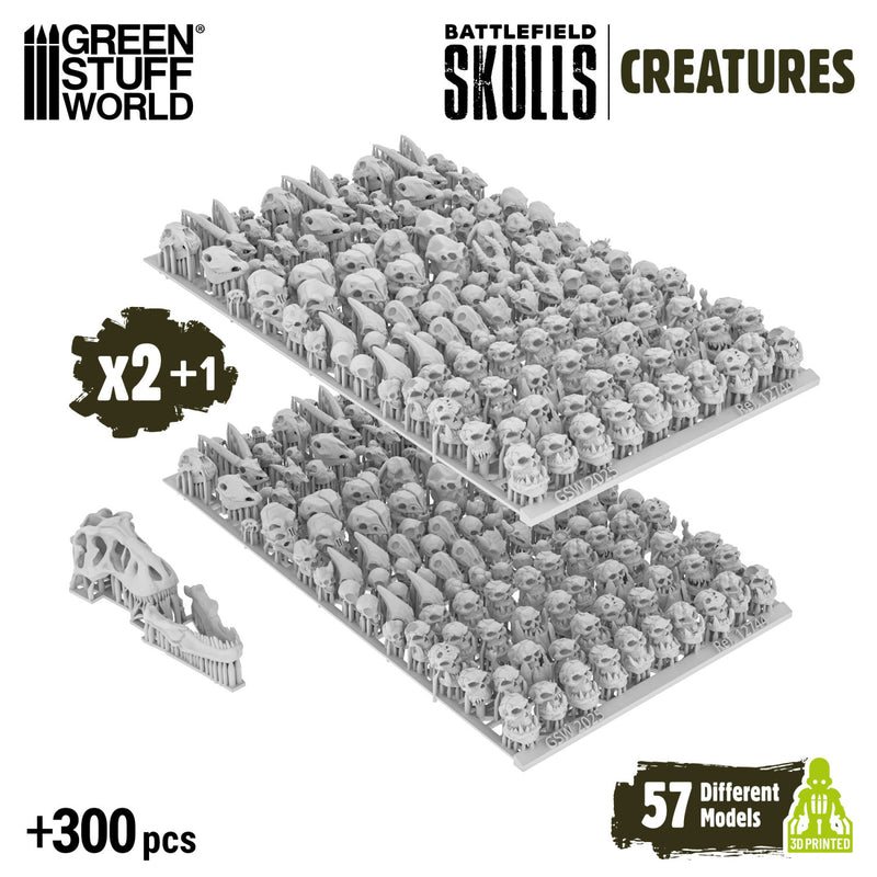 Load image into Gallery viewer, Green Stuff World 300x Battlefield Creature Skulls 1:48 - 1:35 - Wargaming and Basing - Cobbco
