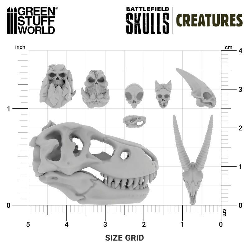 Load image into Gallery viewer, Green Stuff World 300x Battlefield Creature Skulls 1:48 - 1:35 - Wargaming and Basing - Cobbco
