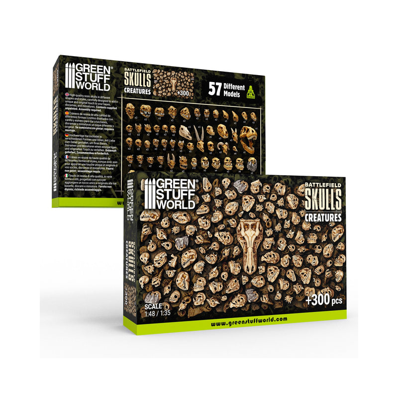Load image into Gallery viewer, Green Stuff World 300x Battlefield Creature Skulls 1:48 - 1:35 - Wargaming and Basing - Cobbco
