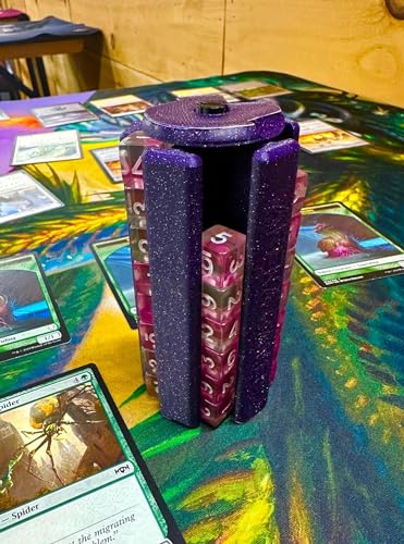 Load image into Gallery viewer, Arena Games Gaming Dice Capsule - Holds 40 12mm 6 Sided dice for Tabletop Gaming (Purple Galaxy Sparkle) - Cobbco
