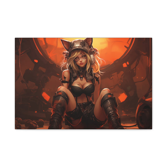 Canvas Gallery Wraps - Anime Girl with Cat Ears Tech Rebel Canvas Print,  Waifu and Weebs, Nerdy Gift Idea