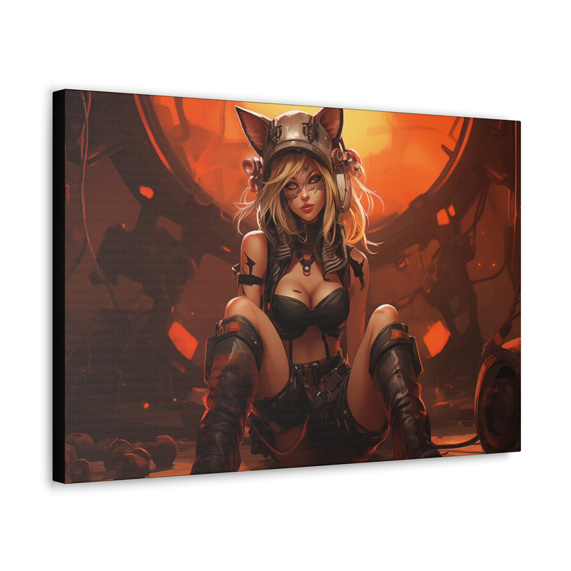 Load image into Gallery viewer, Canvas Gallery Wraps - Anime Girl with Cat Ears Tech Rebel Canvas Print,  Waifu and Weebs, Nerdy Gift Idea
