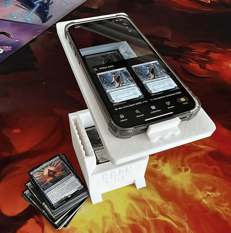Load image into Gallery viewer, Scan Box V2 – Universal Stand for Trading Card Scan Apps with Phone Mount &amp; Slide - Out Card Bin | Compatible with TCGplayer, Manabox &amp; More | Made in USA | Holds 170+ Cards | Rugged &amp; Easy to Use - Cobbco
