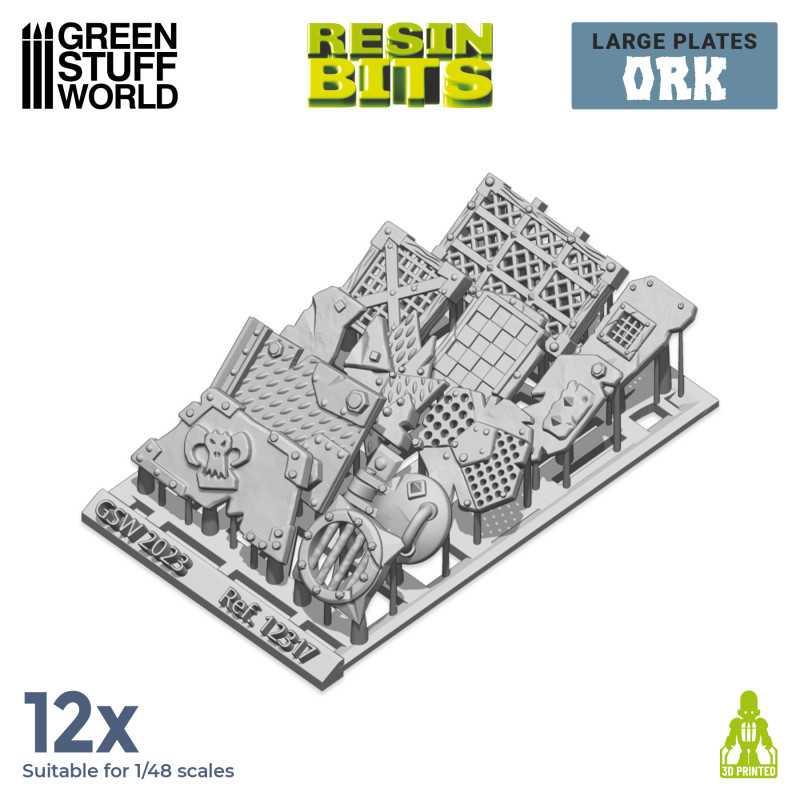 Load image into Gallery viewer, Green Stuff World for Models and Miniatures 3D-printed Large Ork Plates 12317
