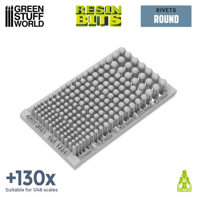 Green Stuff World for Models and Miniatures 3D-printed Micro Rivets – Round 12247