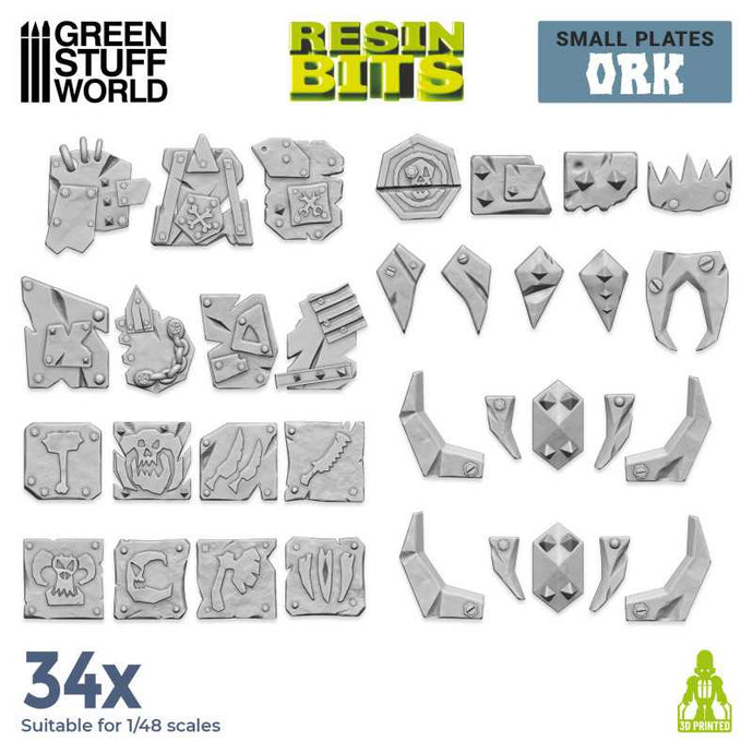 Green Stuff World for Models and Miniatures 3D-printed Small Ork Plates 12306