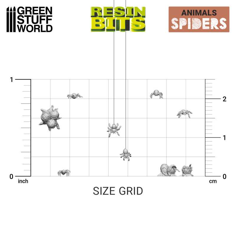 Load image into Gallery viewer, Green Stuff World for Models &amp; Miniatures 3D printed set - Spiders 12296
