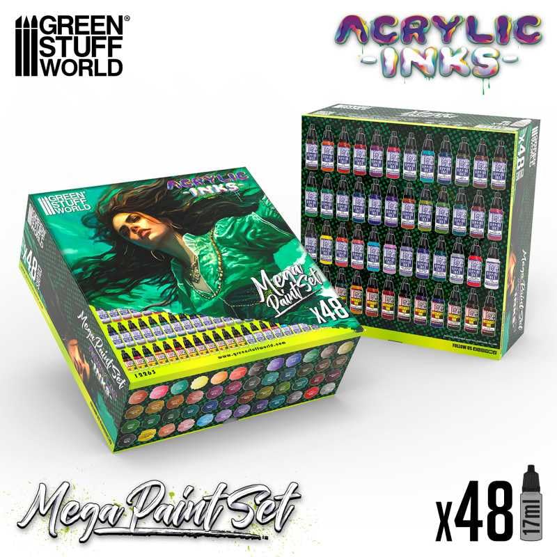 Load image into Gallery viewer, Green Stuff World Acrylic Dipping Ink and Contrast Mega Paint Set - 12263 - Cobbco
