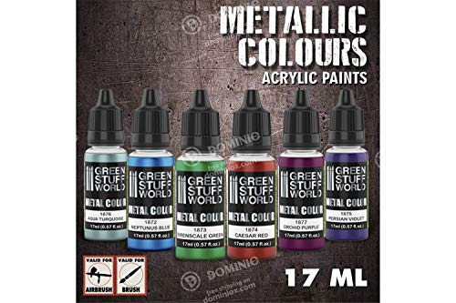 Load image into Gallery viewer, Green Stuff World Colour Metallics Paint Set 6 x 17ml - 9912 - Cobbco
