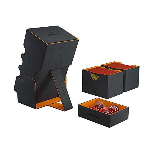 Load image into Gallery viewer, Gamegenic Stronghold 200+ XL Deck Box Double - Sleeved Card Storage Black/Orange - Cobbco

