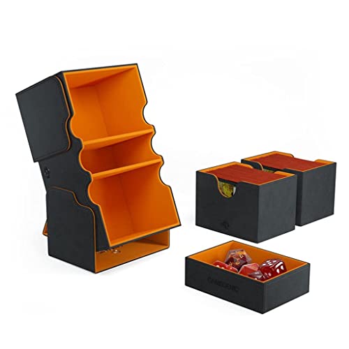 Gamegenic Stronghold 200+ XL Deck Box Double - Sleeved Card Storage Black/Orange - Cobbco