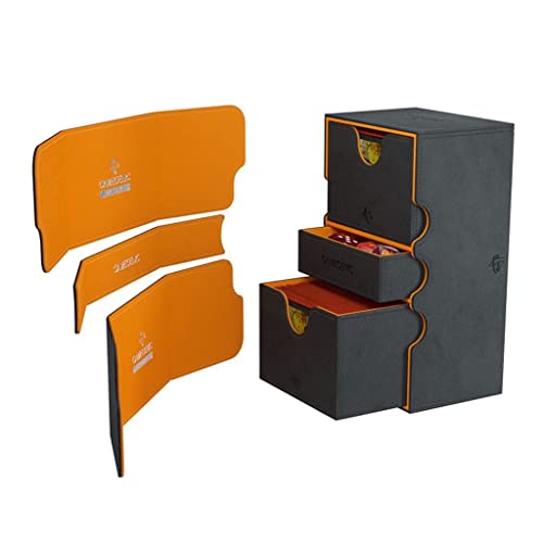 Load image into Gallery viewer, Gamegenic Stronghold 200+ XL Deck Box Double - Sleeved Card Storage Black/Orange - Cobbco
