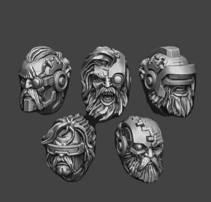 Green Stuff World Techno Viking Heads S405 x Heads - Cobbco