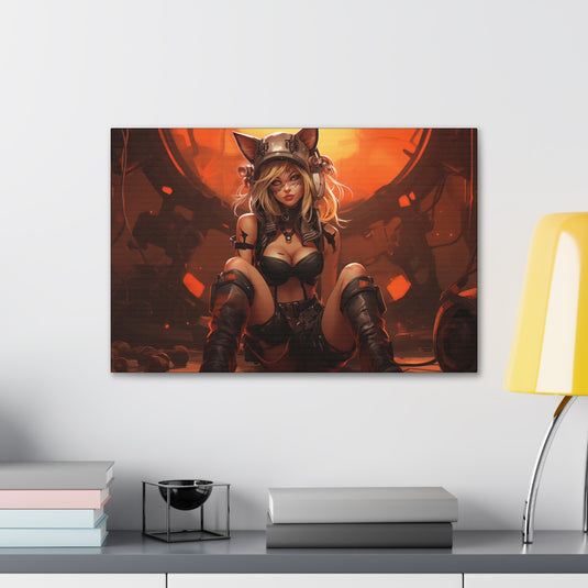 Canvas Gallery Wraps - Anime Girl with Cat Ears Tech Rebel Canvas Print,  Waifu and Weebs, Nerdy Gift Idea