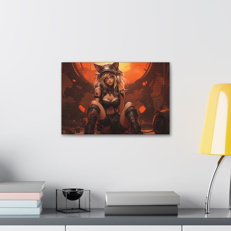 Load image into Gallery viewer, Canvas Gallery Wraps - Anime Girl with Cat Ears Tech Rebel Canvas Print,  Waifu and Weebs, Nerdy Gift Idea
