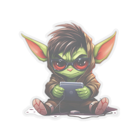 Nerdy Sticker Cute Chibi Gamer Goblin with Glasses
