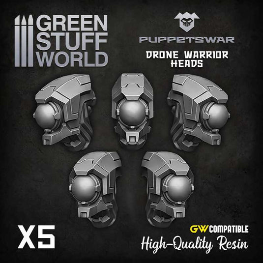 Green Stuff World for Models & Miniatures Drone Warrior Heads S384
