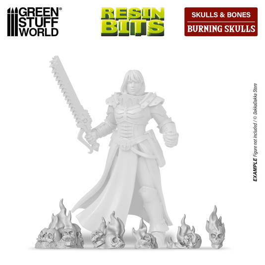 Green Stuff World for Models and Miniatures 50 Burning Resin Skulls 1498 - Cobbco