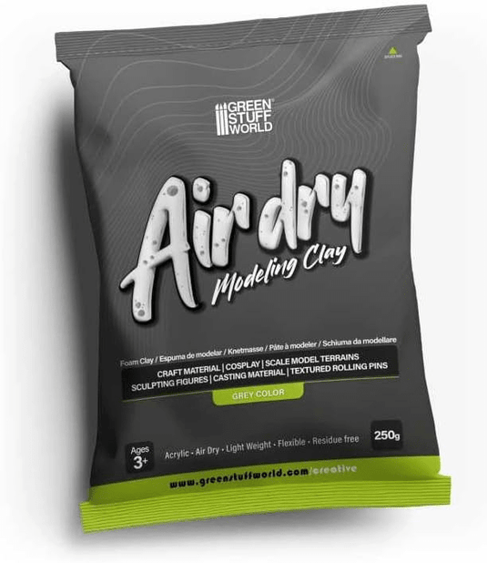 Green Stuff World Air Dry Foam Clay 250gr. - Grey for Cosplay, Crafting, and Modeling 5395 - Cobbco