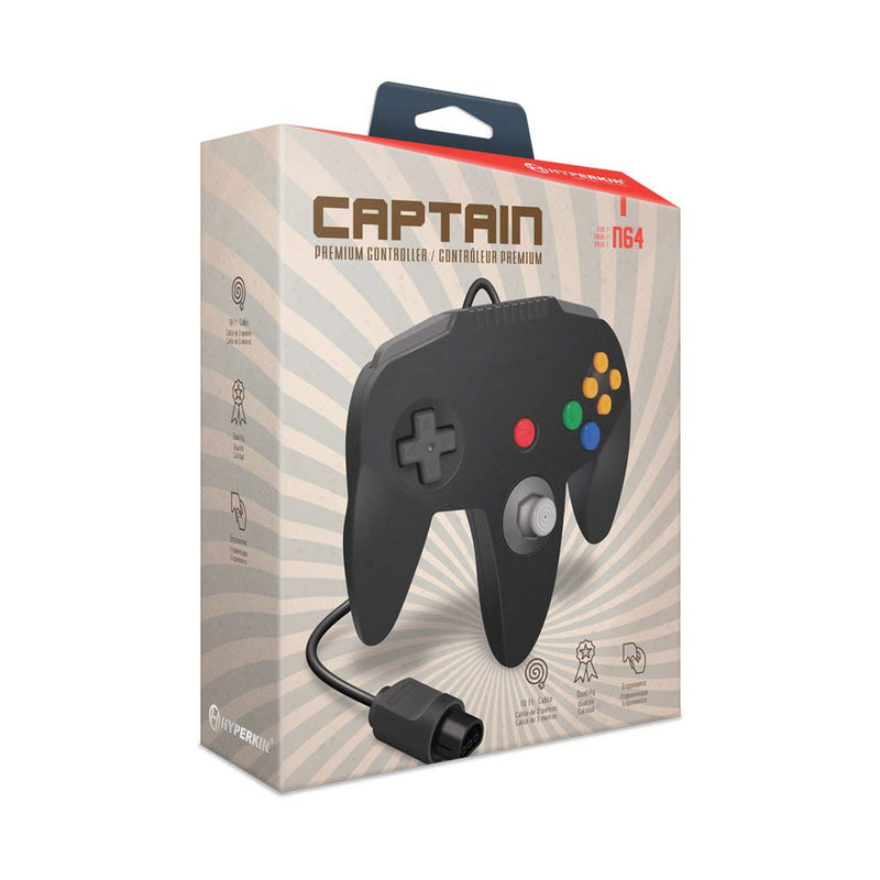 Load image into Gallery viewer, Hyperkin "Captain" Premium Controller for N64 (Black) - Cobbco
