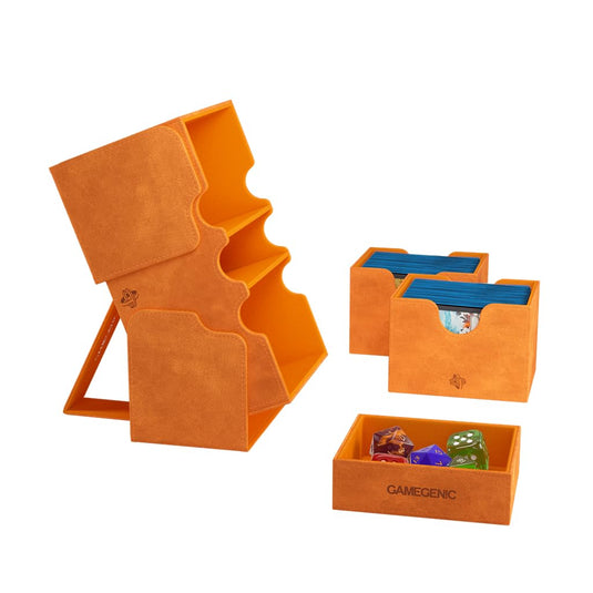 Gamegenic Stronghold 200+ XL Deck Box Double - Sleeved Card Storage Orange - Cobbco
