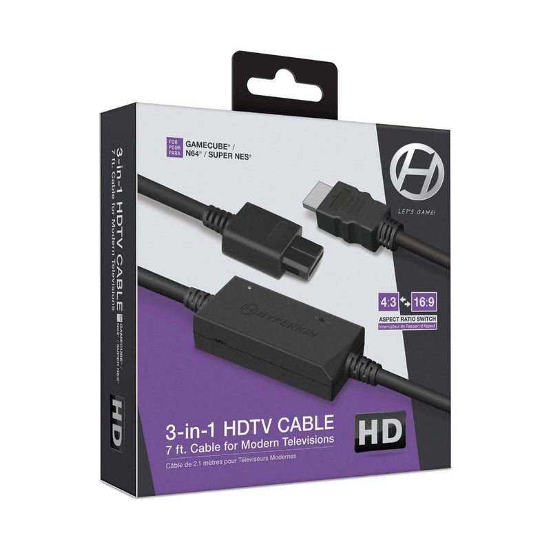 Load image into Gallery viewer, Hyperkin 3-In-1 HDTV Cable for GameCube/ N64/ Super NES
