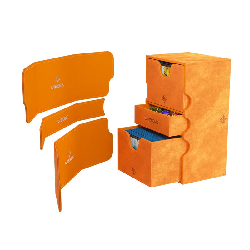 Load image into Gallery viewer, Gamegenic Stronghold 200+ XL Deck Box Double - Sleeved Card Storage Orange - Cobbco
