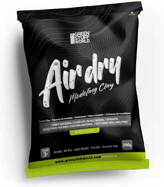 Green Stuff World Air Dry Foam Clay 250gr. - Black for Cosplay, Crafting, and Modeling 5716 - Cobbco